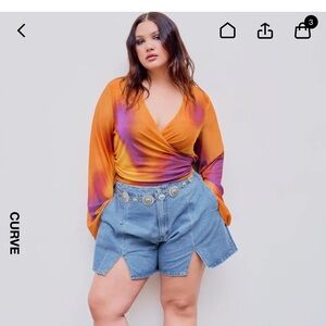 Cider Denim Mid Rise Split Jean Shorts - 2XL